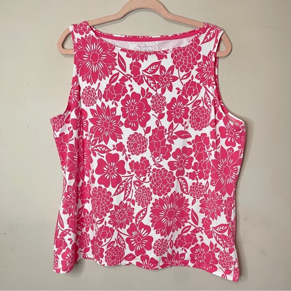 Talbots Tops - TALBOTS Tee in Pink Floral Print Sleeveless Boatneck, XL